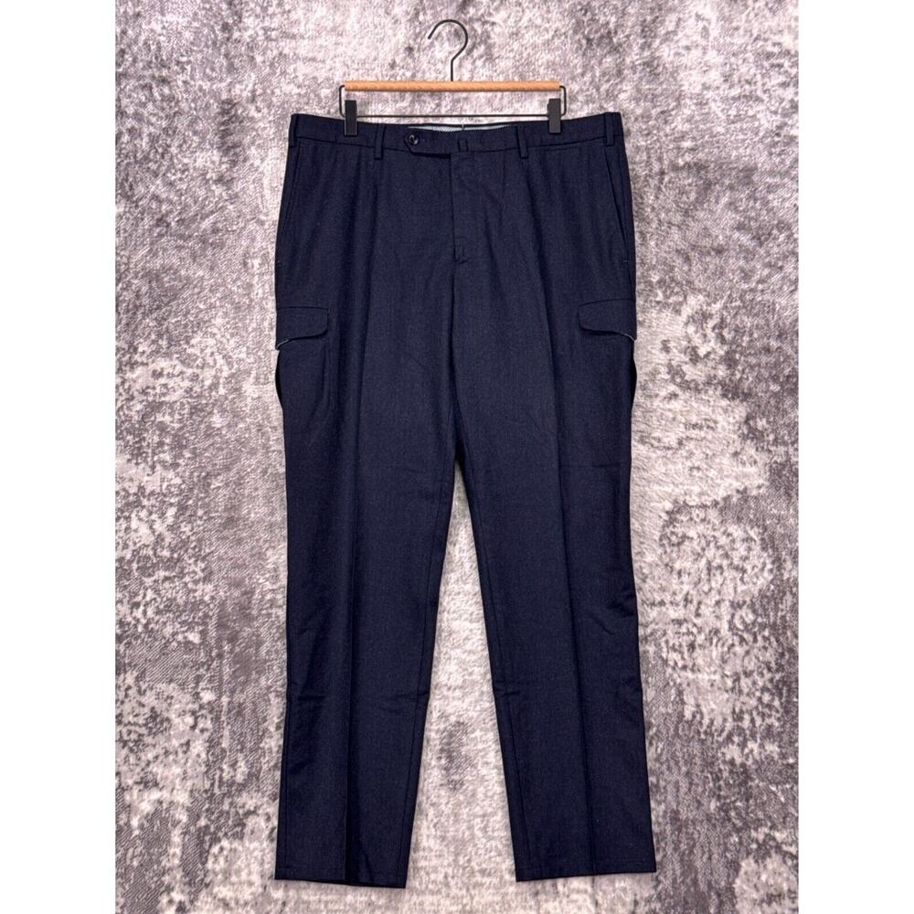 Incotex Pants 38 x 32 Mens Tapered Super 120s Blue Wool Cargo Trouser
